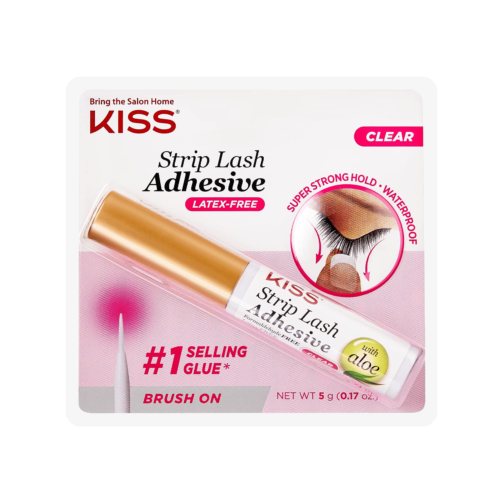 Adhesivo para Pestañas KISS Clear Strip con Aloe, Impermeable 0.17onz